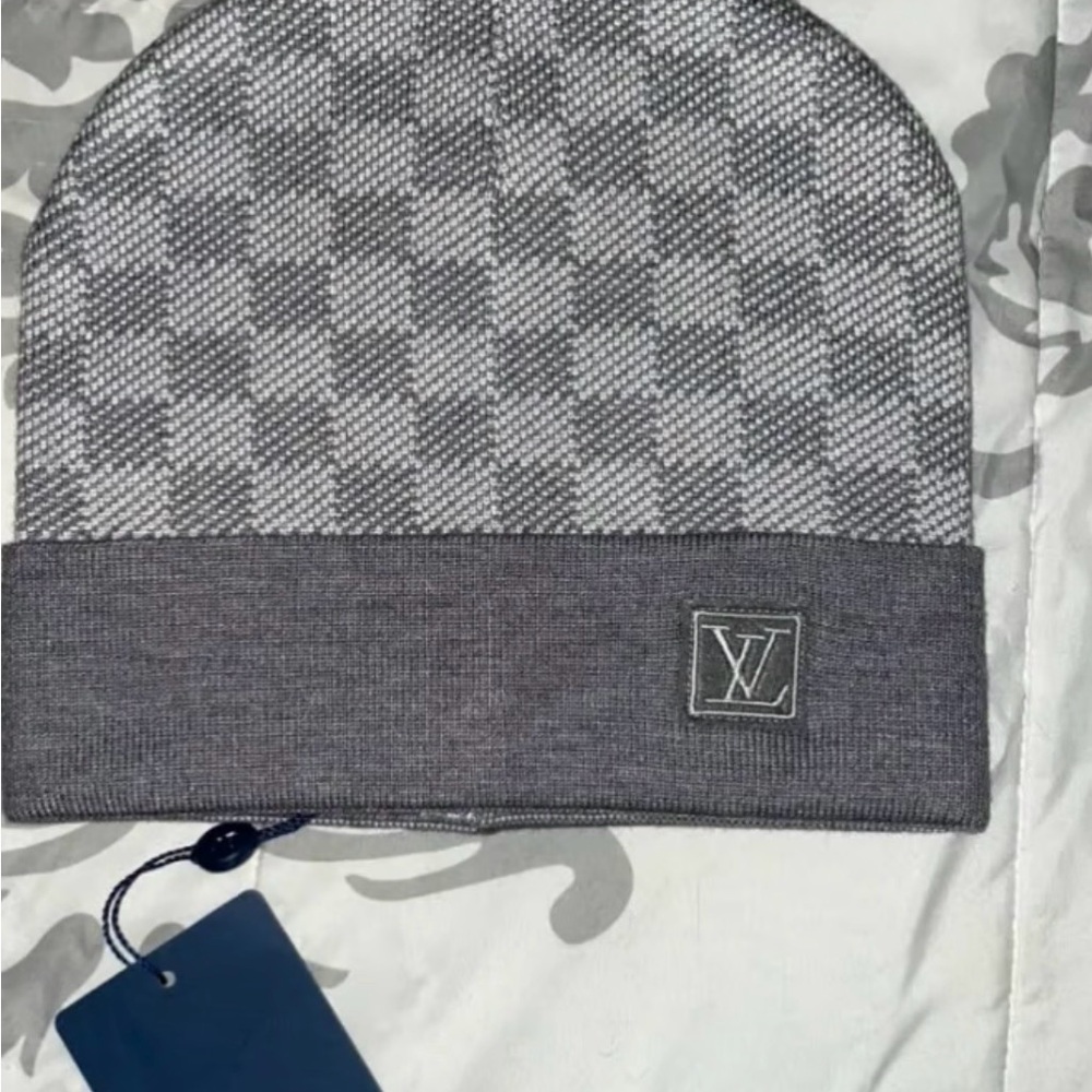 Designer Gray Checkered Beanie